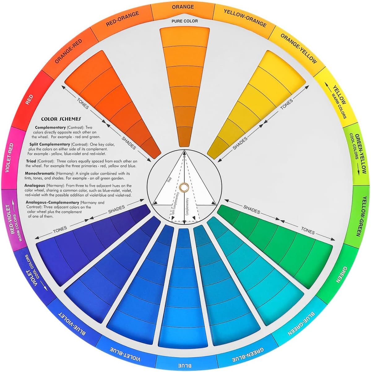 Healifty Color Wheel Mixing Guide, 9.05'' Artist Learning Chart for Painting and Drawing, Art Supplies Tool for Watercolor Palette Theory and Makeup Blending