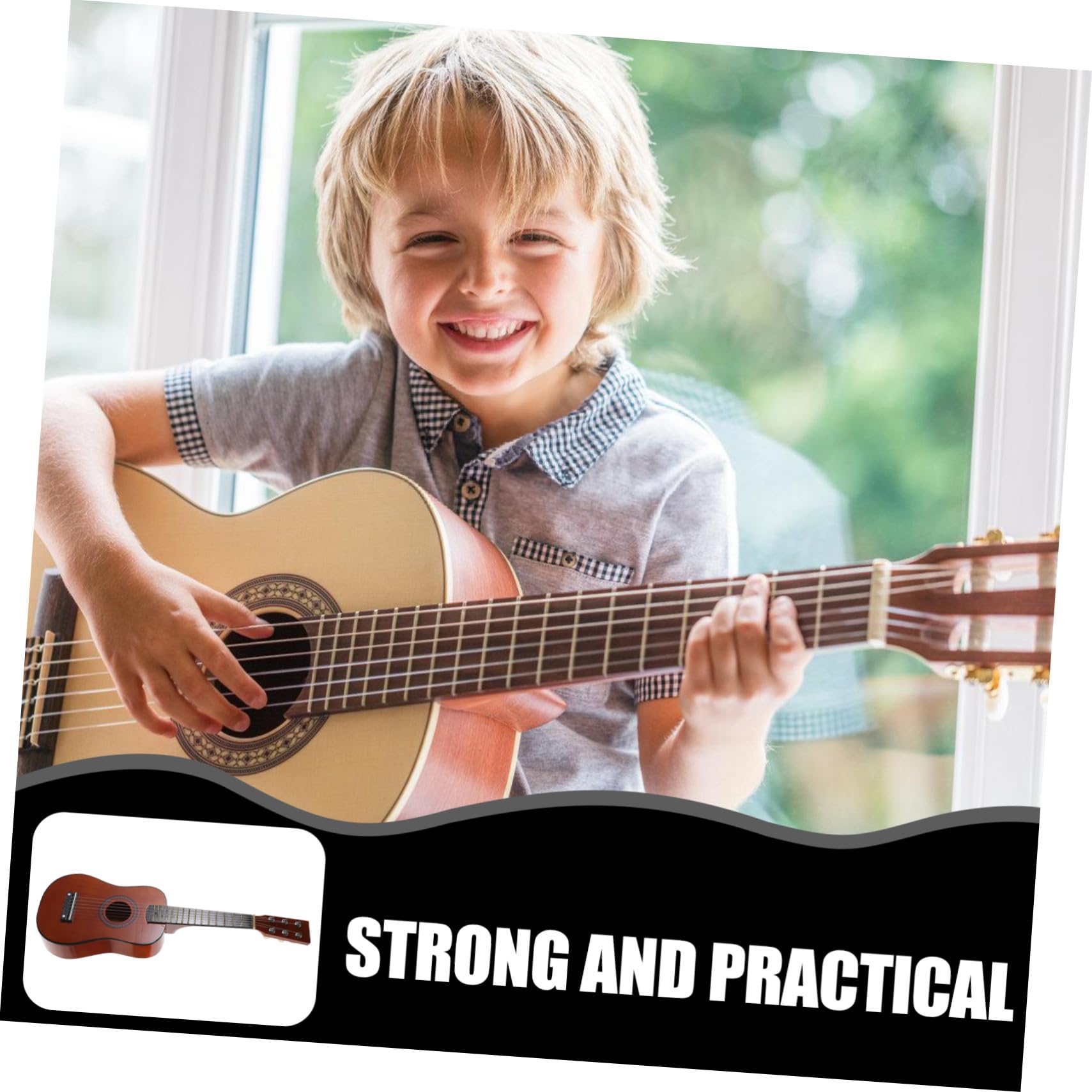 Guitarra de Juguete de Madera 23 Pulgadas Color Café para Niños