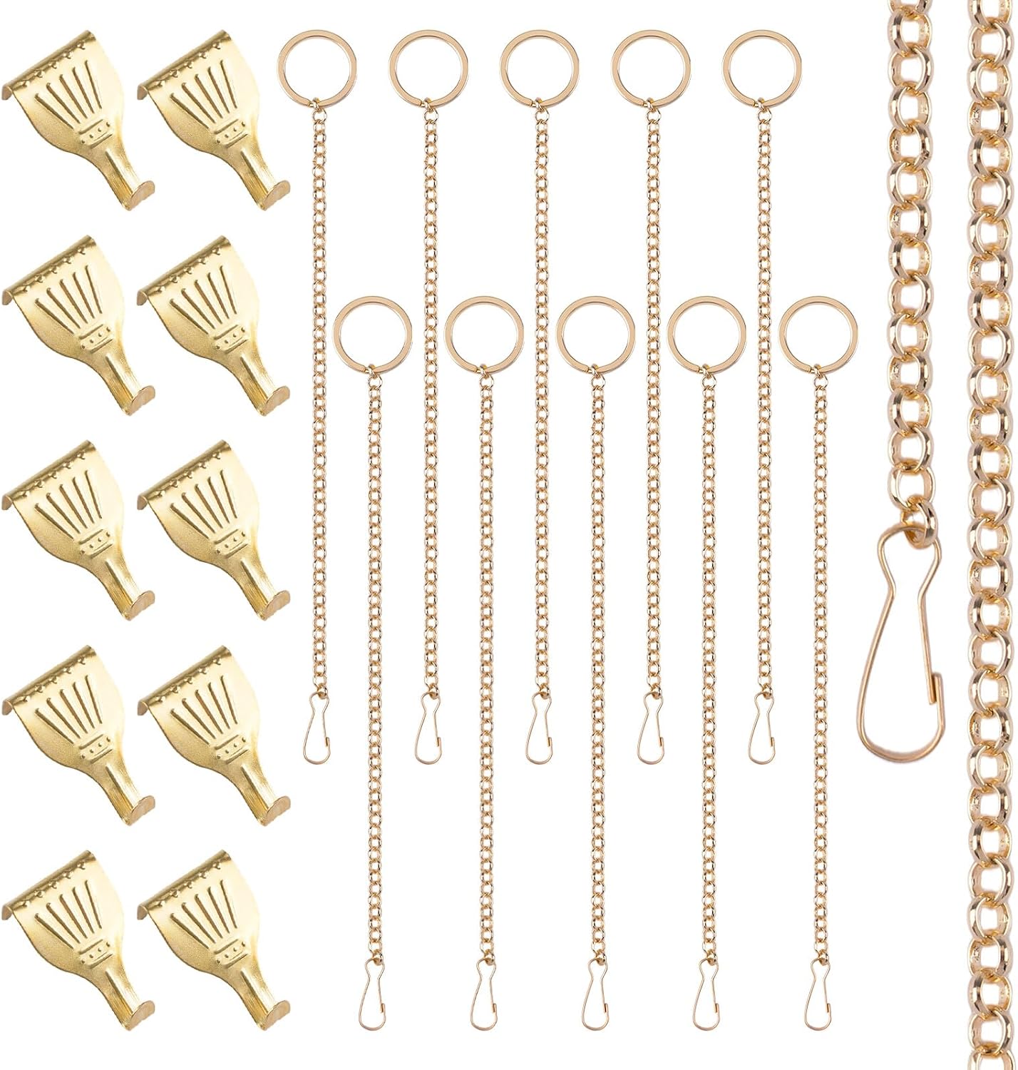Picture Hanging Kit 10Pcs Rail Hooks with 10Pcs Chains, Picture Display Hanging System for Wall Pictures, Exhibition (Bronze O-Ring Chain,30CM)