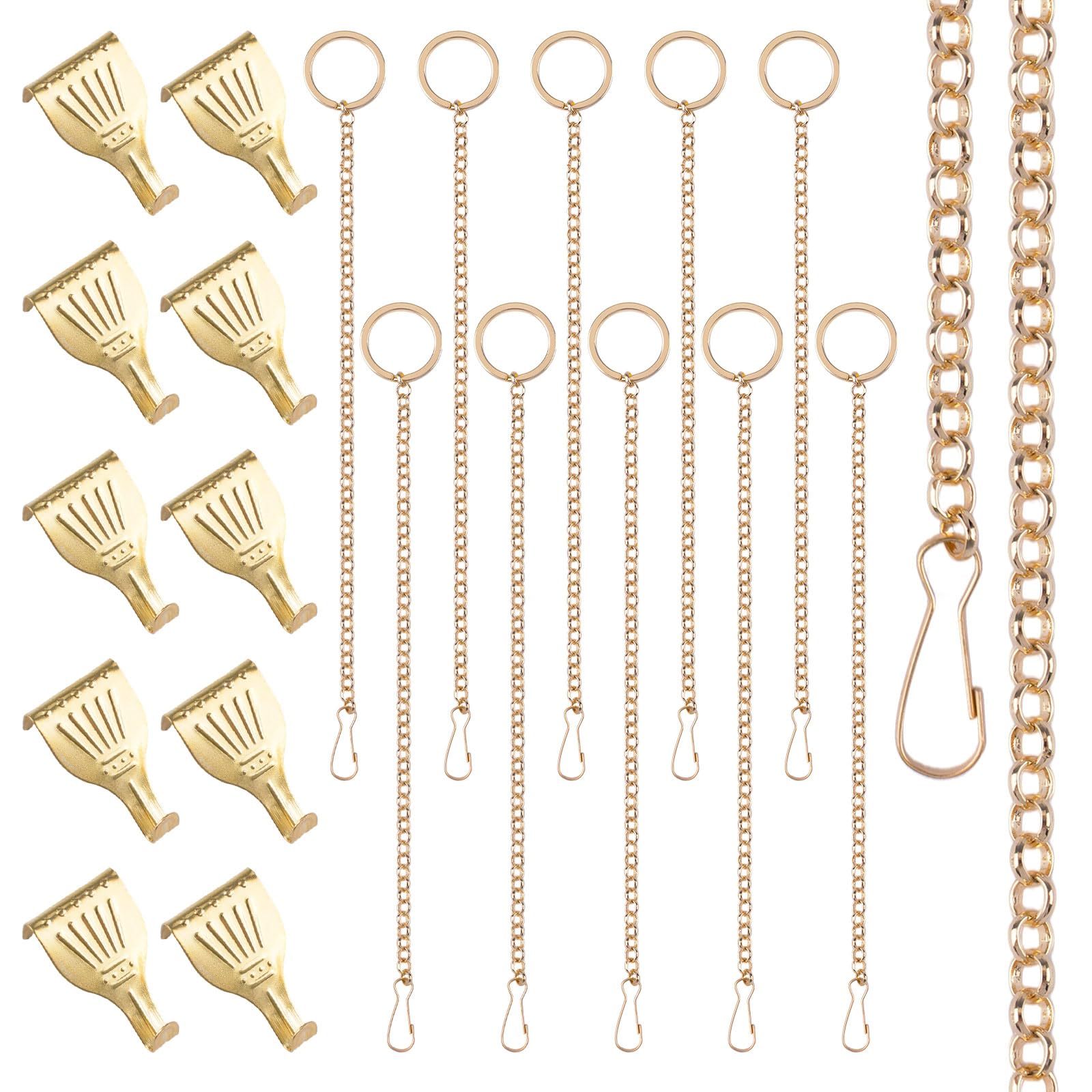 UFURMATE Picture Hanging Kit 10Pcs Picture Rail Hooks with 10Pcs Chains, Picture Display Hanging System for Wall Picture, Exhibition(Gold O-Ring Chain,30CM)