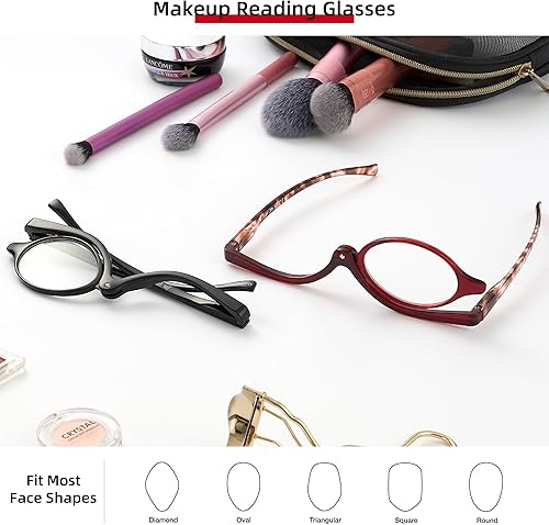 Miniatura 6 de JM 2 pares de anteojos de lectura de maquillaje con aumento abatible para mujeres +2.75