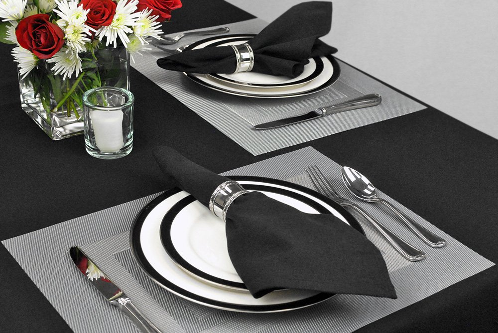 DII Solides Servietten-Set Kollektion:, Baumwolle, schwarz, 20" x 20" (Set of 6), 6