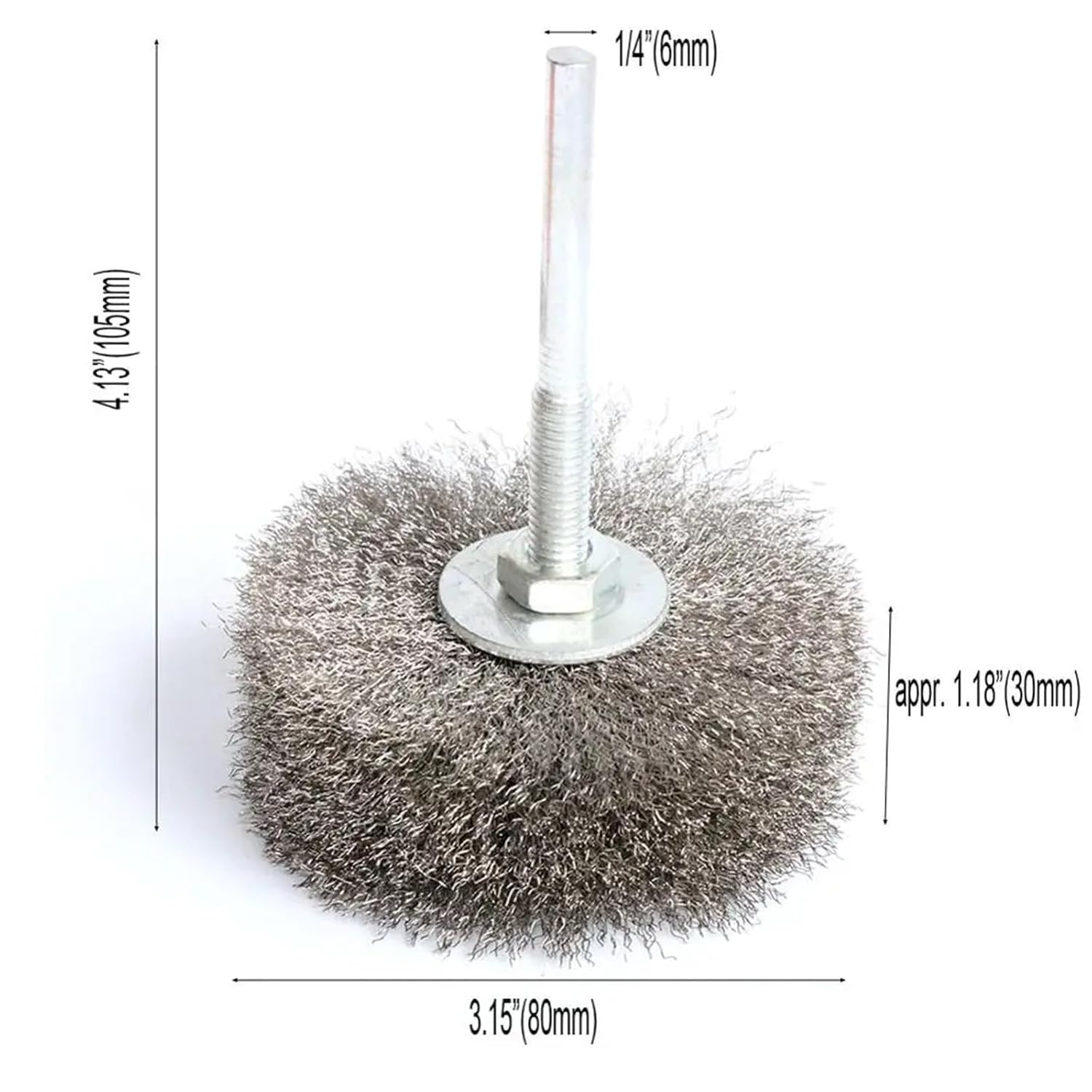 1Pc 80mm Stainless Steel Wire Abrasive Brush Brass Wire Wheel Polishing Grinding for Wood Metal 1/4" Shank Drill Rotary to(Steel coarse Wire)