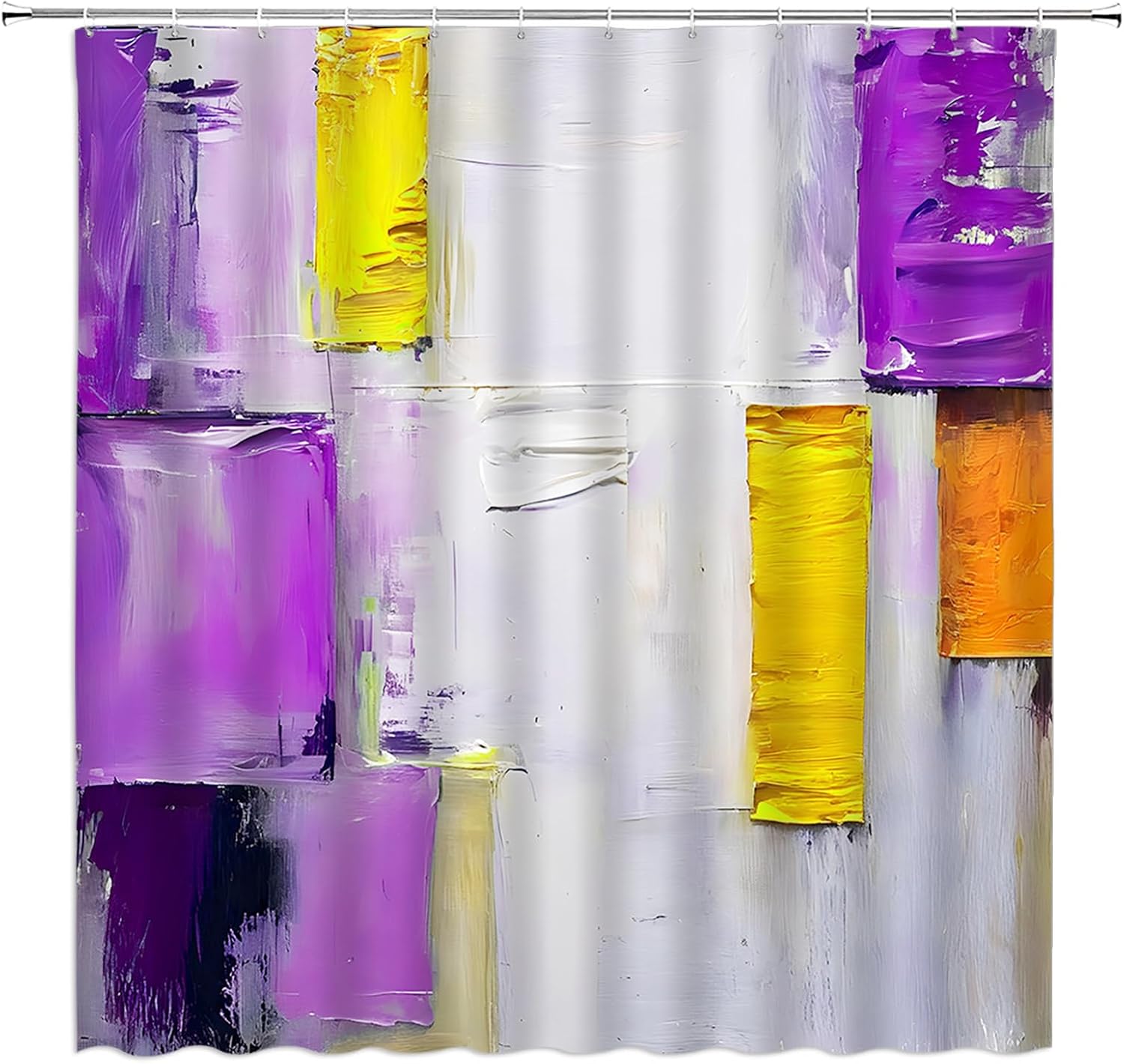 GCTNBJL Blue Orange Shower Curtain Modern Abstract Grunge Brushstrokes Oil Painting Art Aesthetic 180x70(WxH) Inches Bathroom Decor Fabric Curtain with Hooks