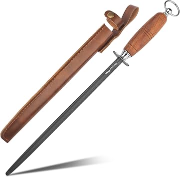 12-Inch Knife Sharpening Rod,High Carbon Steel Honing Rod for Kitchen
