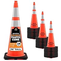 Vista 10 de Xpose Safety Conos de tráfico naranjas de 28 pulgadas con collares de 6 y 4 pulgadas, 1 paquete – Cono de seguridad de plástico PVC multiusos