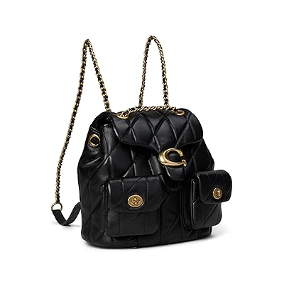 COACH Quilted Tabby Backpack Tote Handbags Black, Cotton/Leather