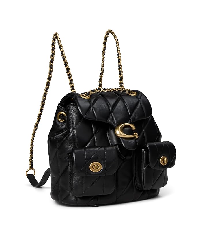 Coach Quilted Tabby Leather Backpack Black