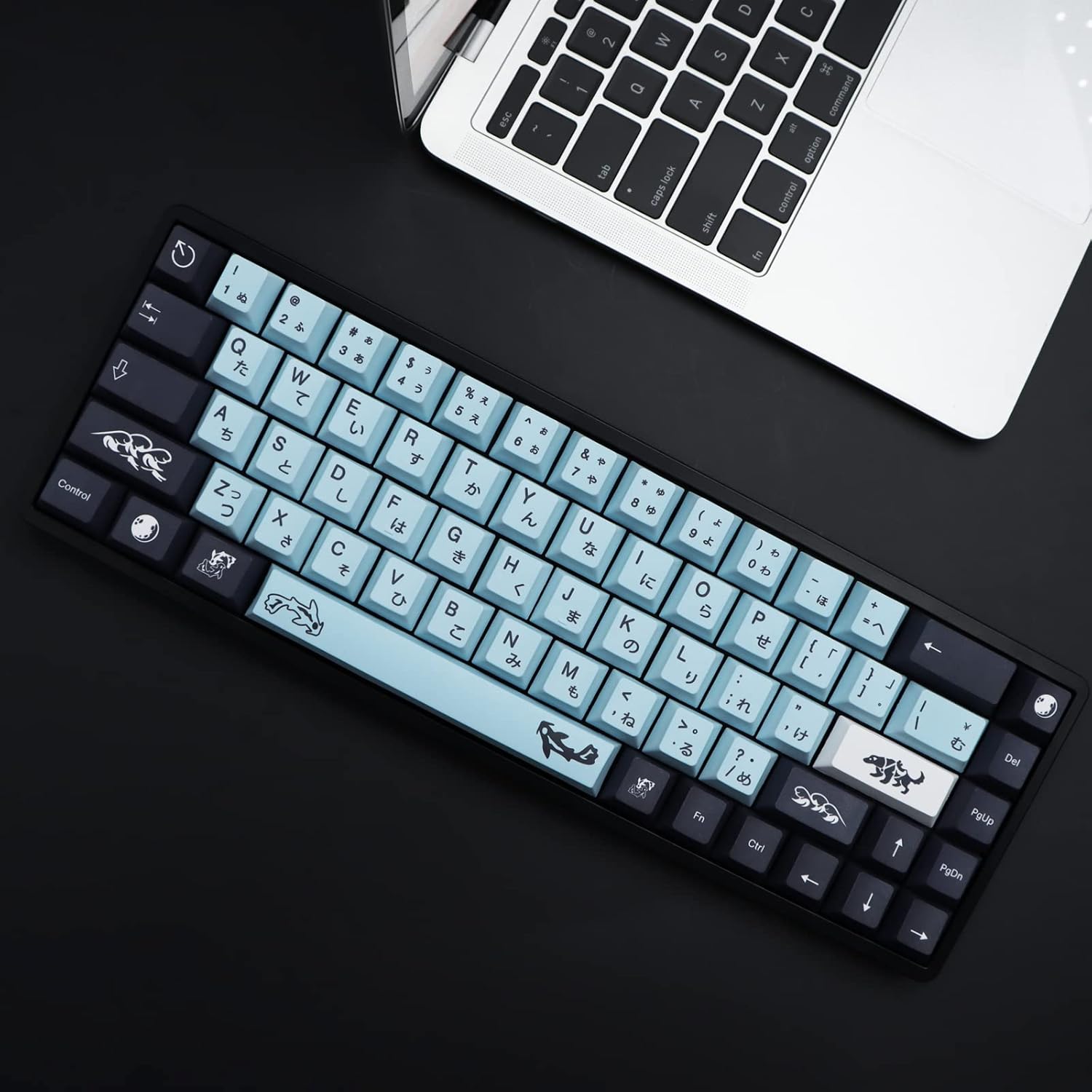 MOLGRIA MIZHU Keycaps, 136 Set MIZHU for Gaming Keyboard, PBT Cherry Profile Dye Sublimation Keycaps Sky Blue Japanese Font for Kailh Cherry MX 104/87/74/61 60 Keyboard