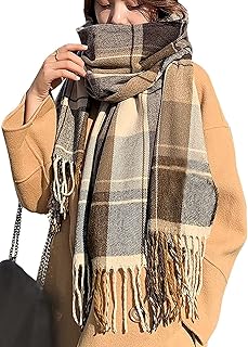 Women's Plaid Blanket Scarf Fall Winter Soft Warm Large Lattice Shawl Wraps Big Tartan Scarves for Ladies
