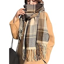 Women's Plaid Blanket Scarf Fall Winter Soft Warm Large Lattice Shawl Wraps Big Tartan Scarves for Ladies