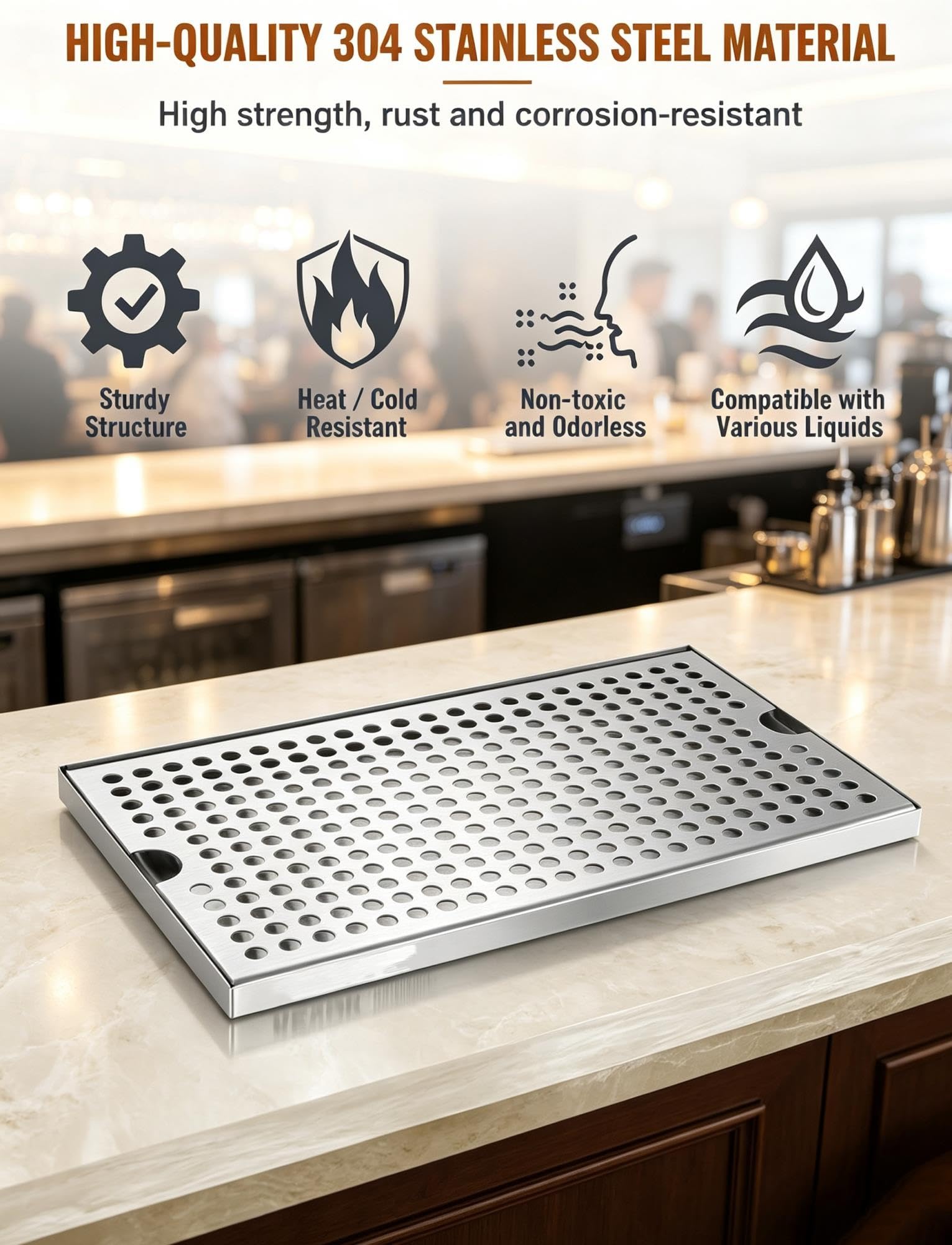 Plateau Égouttoir Inox Bar Résistant Bac Récupérateur Eau