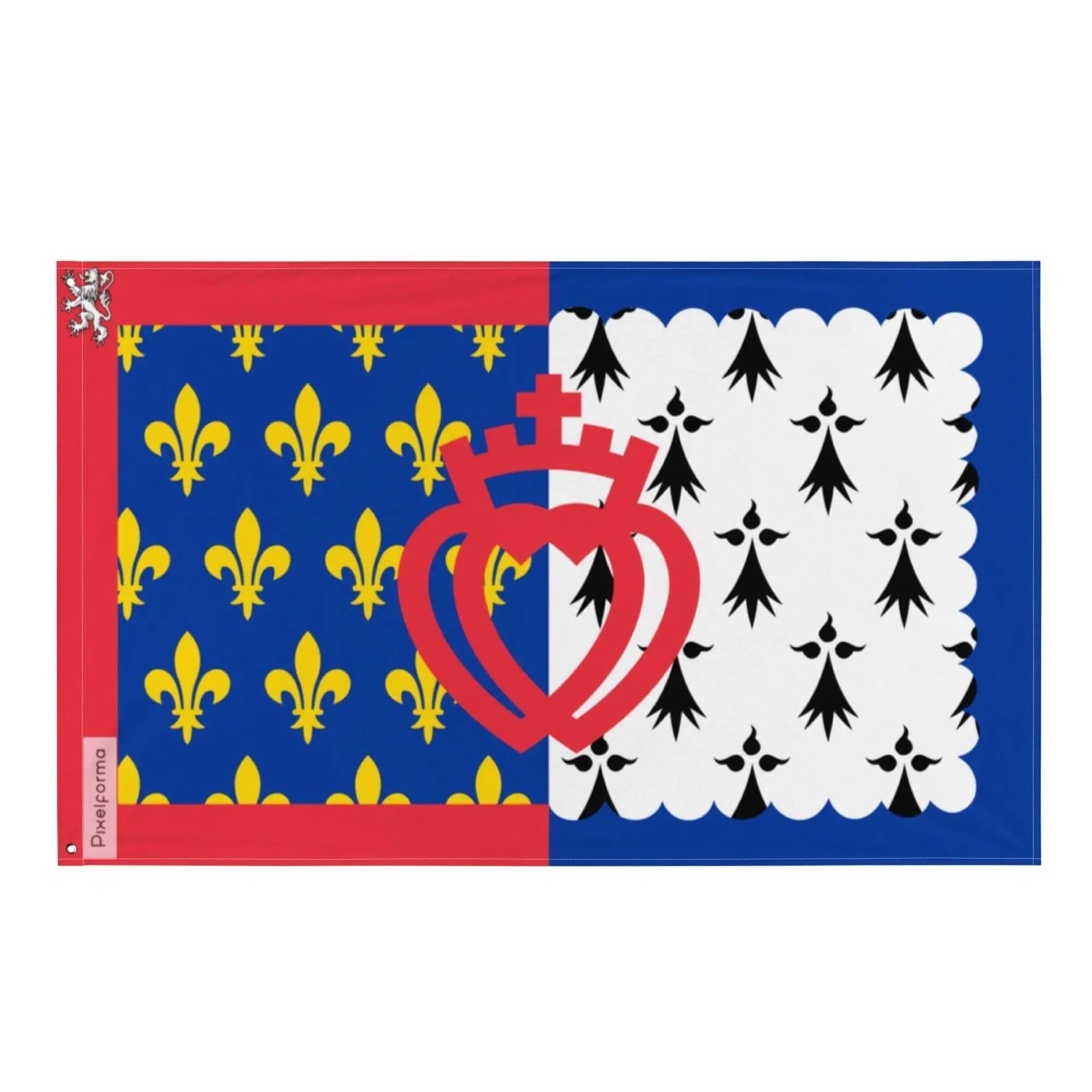 Bandera de País del Loira en Varios Tamaños 100% Poliéster Imprimir con Dobladillo Doble 3. Banda blanca sin ojales, 192 x 288 cm