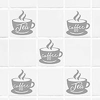 Vista 5 de Coffee Cup Tile wall Sticker for Kitchen, Tea Cup wall art, Kitchen stickers, Restaurant wall decal, Tile Transfer for Kitchen, Tile wall stickers
