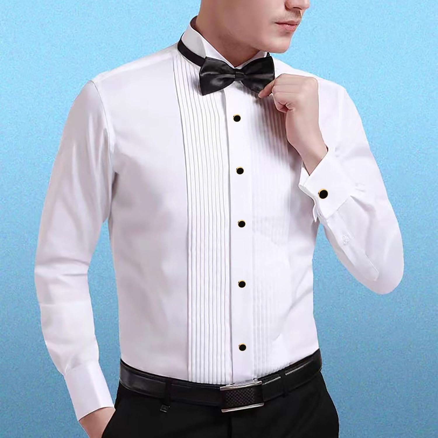 Cufflinks for Men and Tuxedo Shirt Studs Set with Gift Box Stainless Steel Cuff links - Image 5