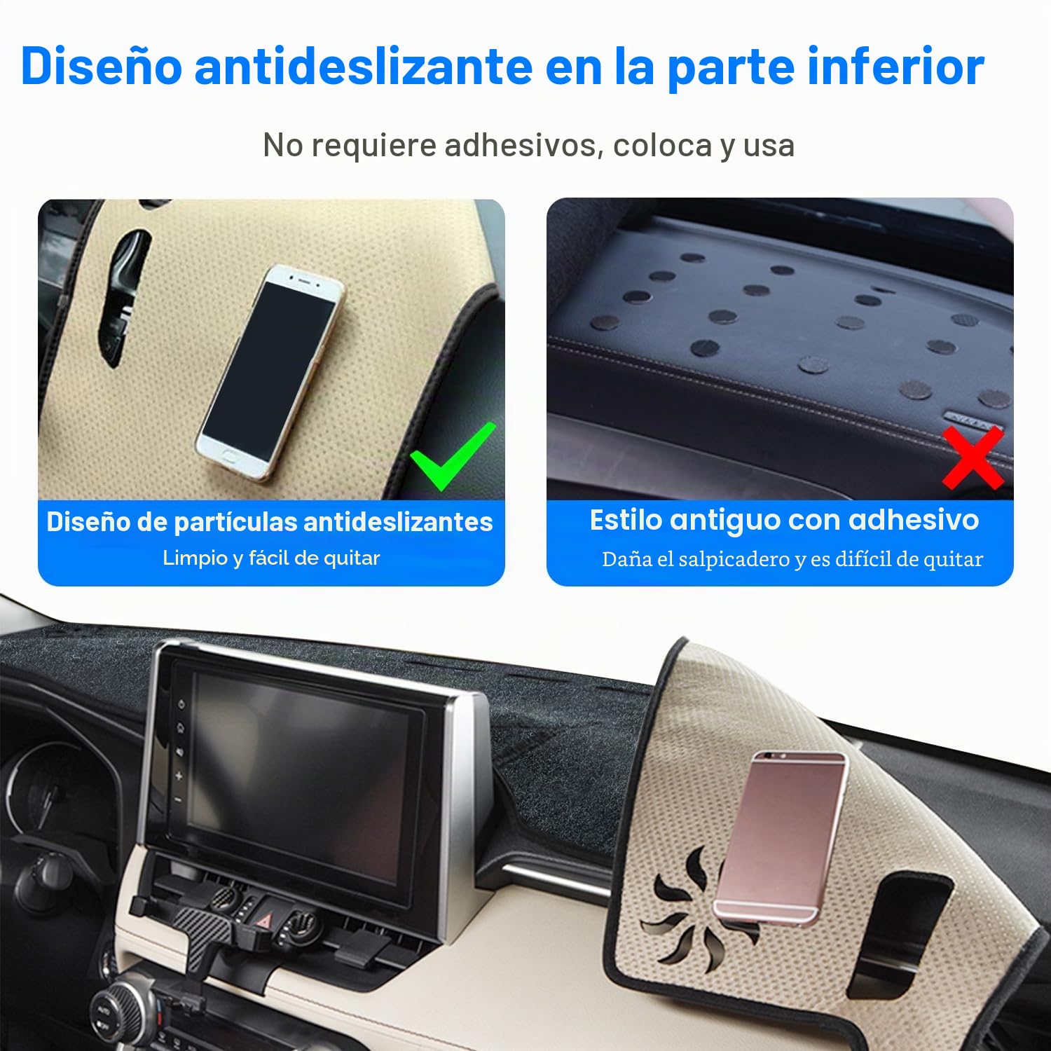 REMOCH Accesorios para Toyota Rav4 2025 2024 2023 2022 2021 2020 2019, Cubierta de salpicadero, Ajuste Personalizado, Cubierta de Consola Central, Protector Solar RAV 4 Pad (Borde Negro)