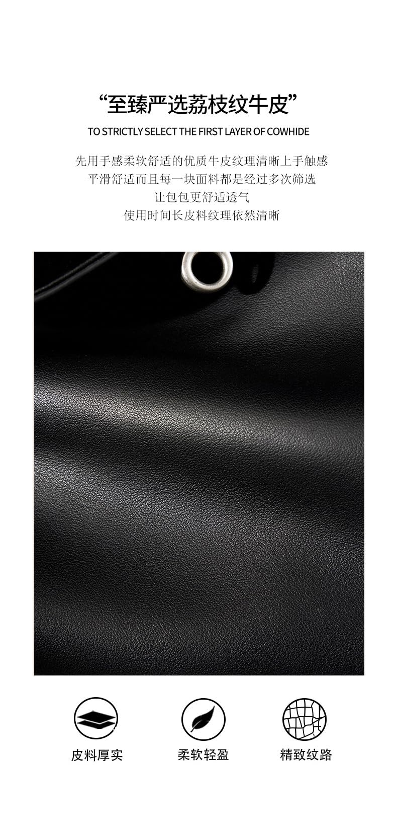 Bolso de mano para mujer, de gran capacidad, de piel de vacuno suave, con cierre de cerradura, para axilas, color negro
