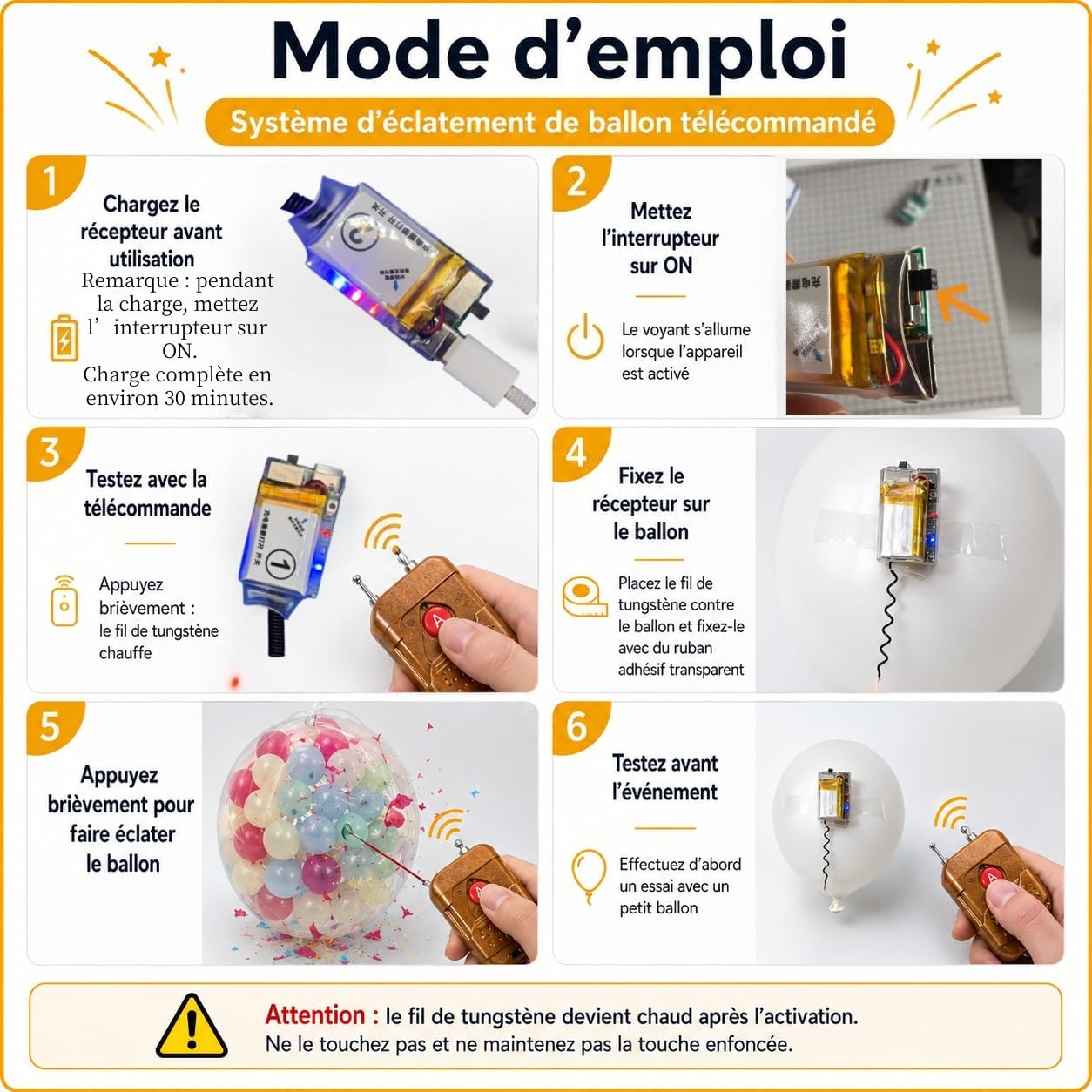Wiederverwendbarer Balloon Popper-Controller mit einer Reichweite von 30 Metern, kompakte und praktische Design für jede Art von Party-Hochzeits - Veranstaltung (1-4)