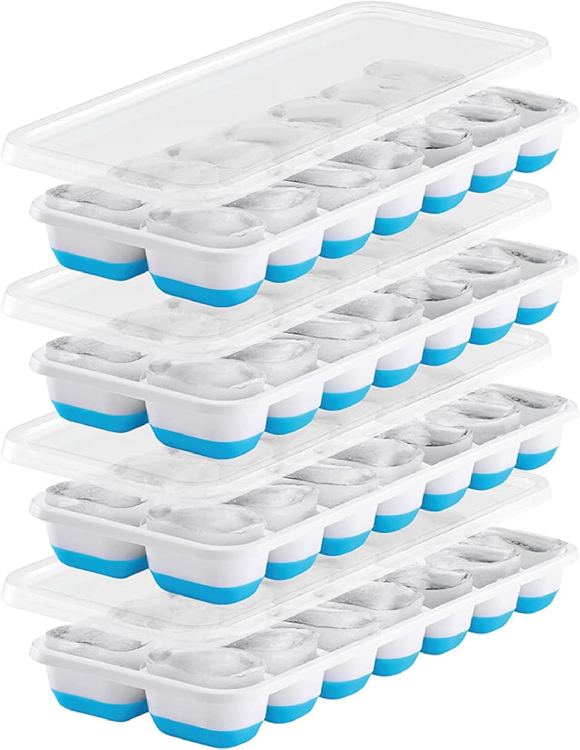 2 Stampini Per Cubetti Di Ghiaccio In Silicone Con Coperchio - Per Cocktail E Bevande, Blu - Foto 5