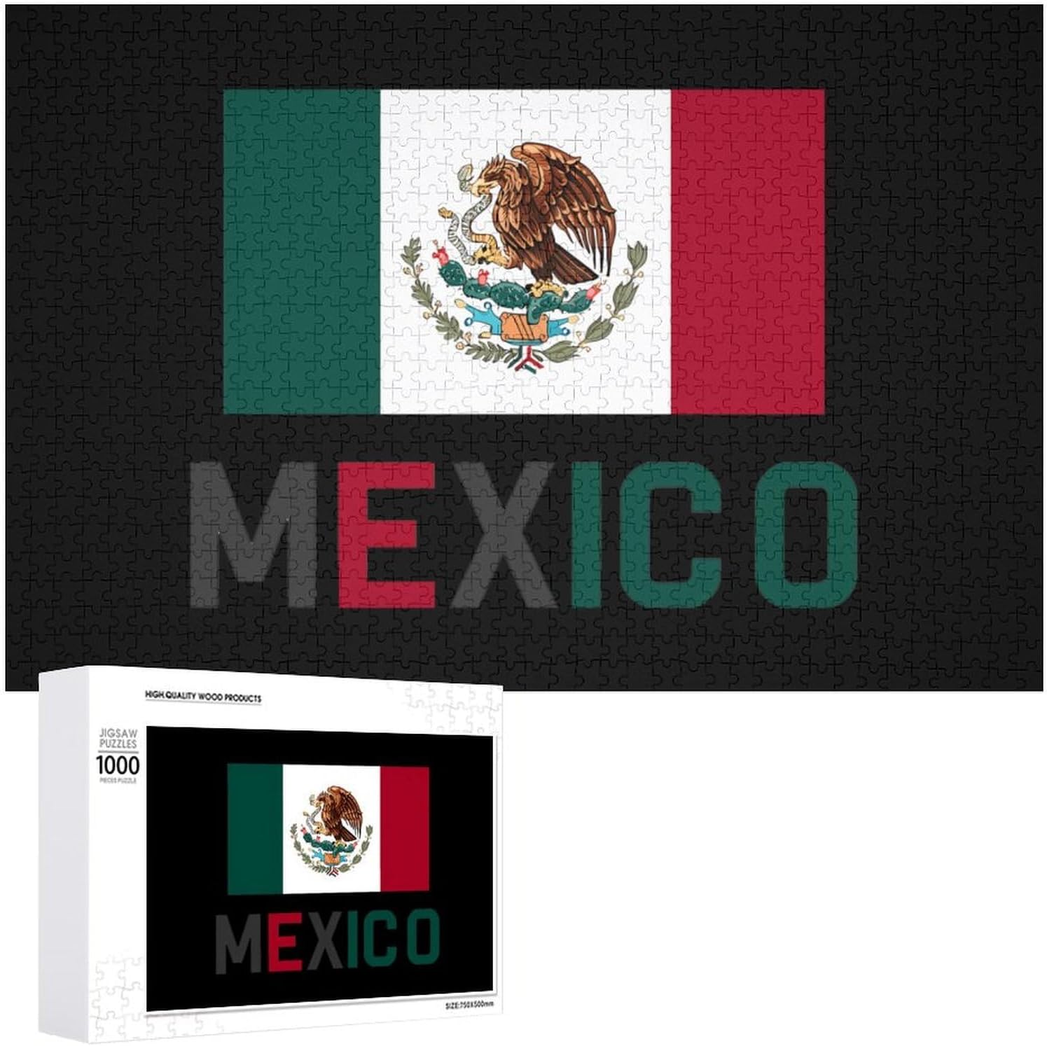 Mexico Flag Puzzles for Adults 1000 PCS Wooden Jigsaw Puzzle Wall Decor Christmas