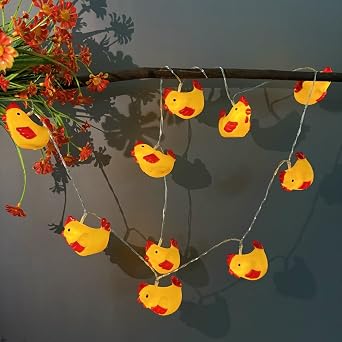 Chick String Lights,Christmas Yellow Little Chick Fairy Lights Easter Chick Light USB Operated 5.4 ft 10 LED for Christmas Bedroom Birthday Decoration Rooster