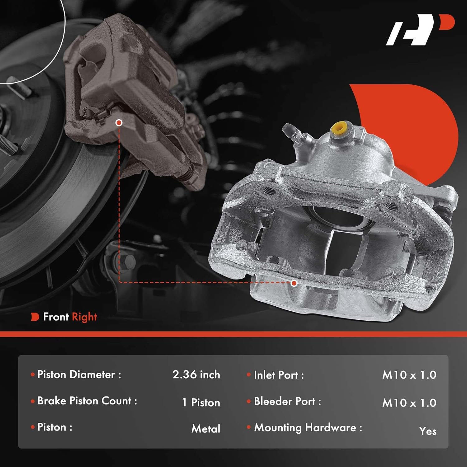 A-Premium Disc Brake Caliper Assembly with Bracket Compatible with Select Mercedes-Benz Models - E320 2003-2009, E350 2007-2009, V6 3.0L, 3.2L, 3.5L - Front Right Passenger Side