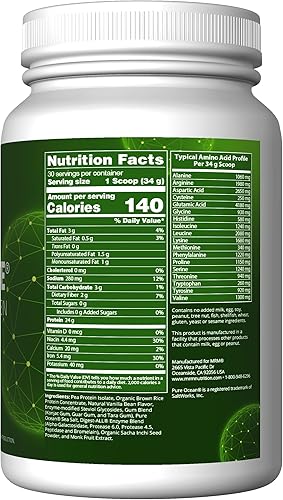 Miniatura 4 de MRM Nutrition Veggie Elite Performance Proteína  Sabor a moño de canela  Proteína a base de plantas  Fácil de digerir  Con BCAA  Vegano + sin gluten