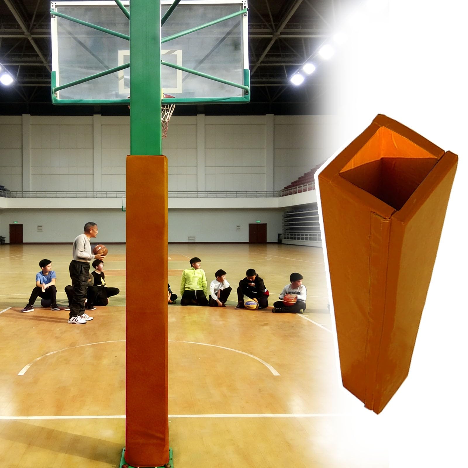 Ochraniacz słupka do koszykówki 183 cm wysokość 2,5 cm grubości, odporna na uderzenia piankowa koperta wzór żółty kolor pasuje do słupków 3 x 3 cali (8 x 8 cm) - poduszka bezpieczeństwa dla graczy