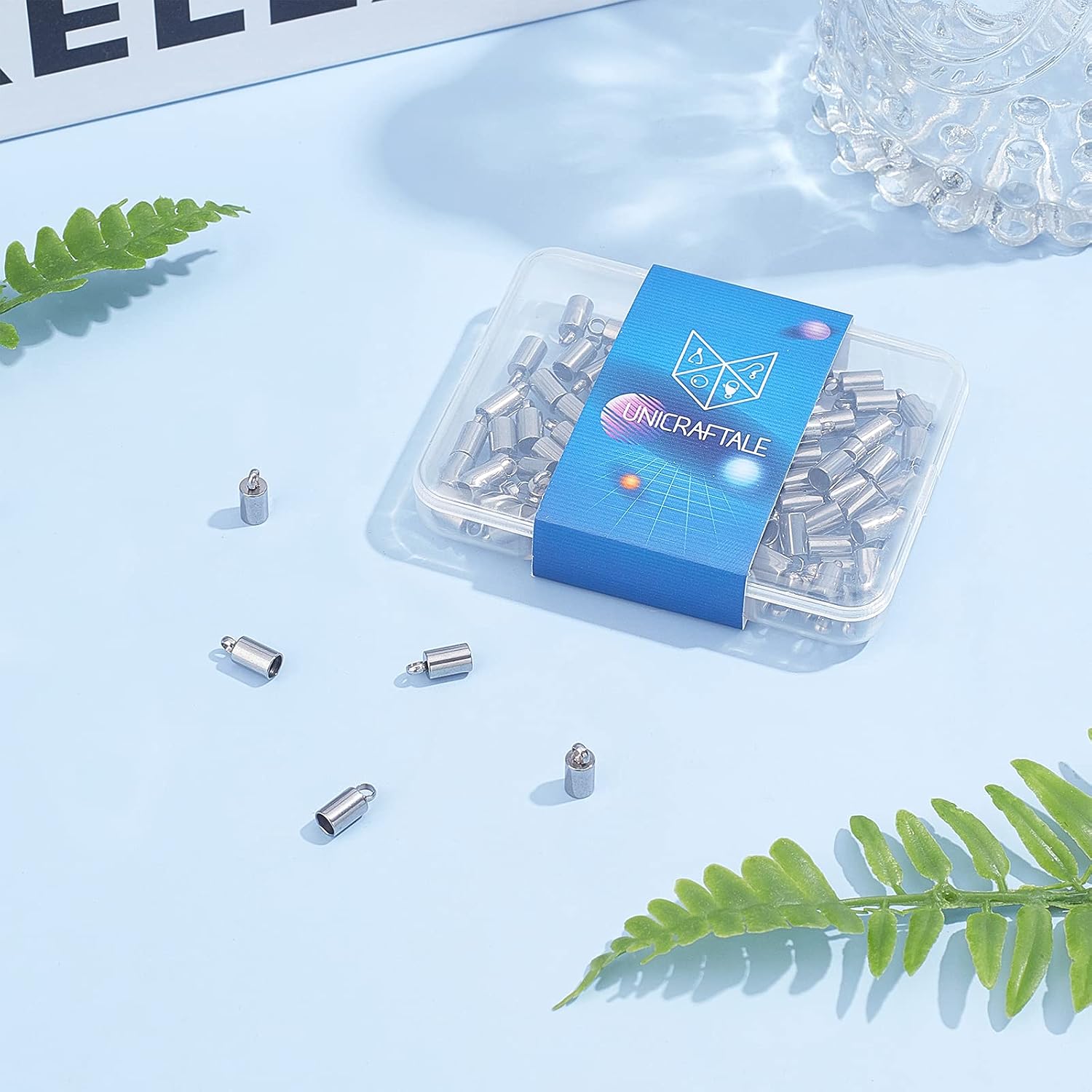 UNICRAFTALE About 100pcs Stainless Steel Cord Ends with Mental End Caps Glue in Barrel End Caps, Barrel Rope Head Cap Used for Kumihimo Jewelry Making 1.8mm Hole