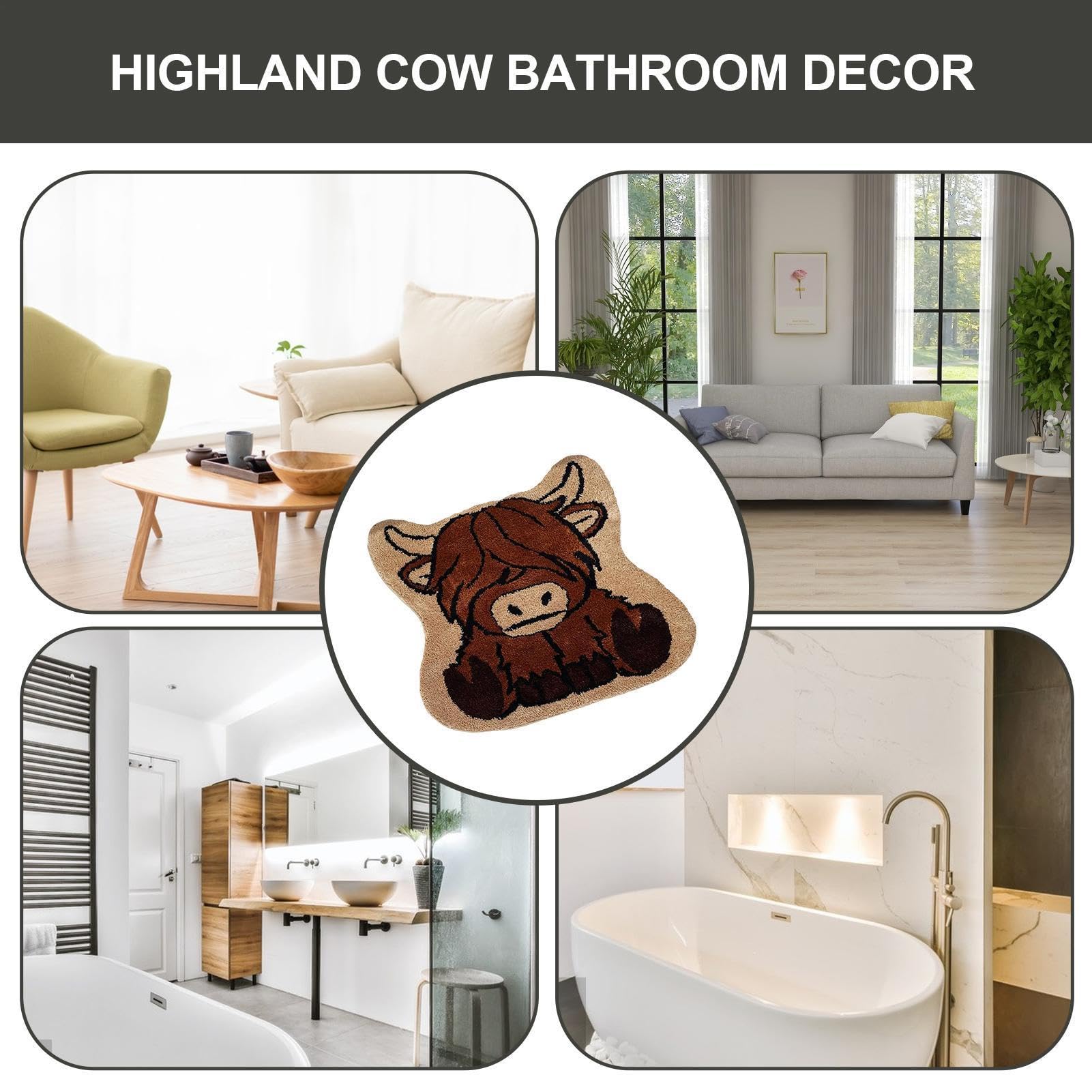 Alfombra de baño de vaca, alfombrilla de ducha ultra absorbente de agua