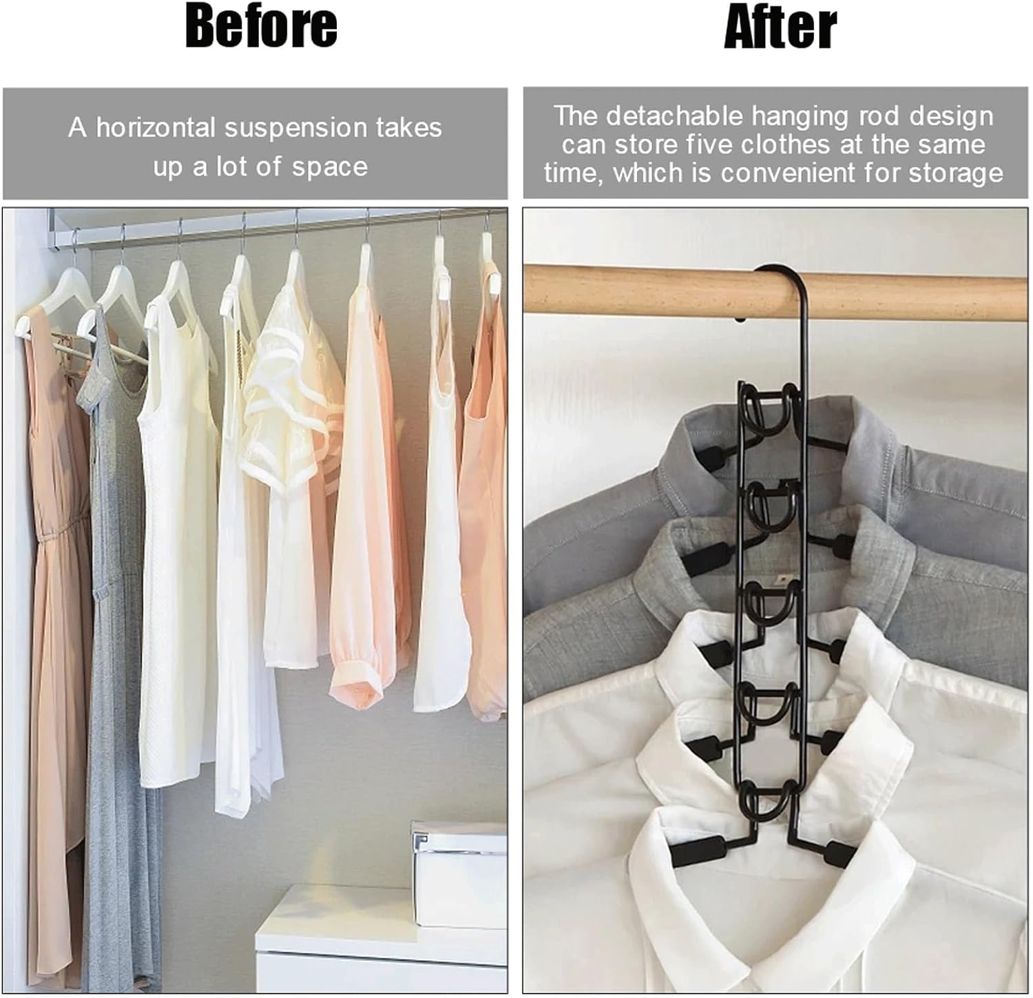 3 Pack 5-in-1 Anti Slip Clothes Hanger, Detachable Storage Rack, Space Saving Magic Metal Clothes Hanger, Multi-layer Wardrobe Clothes Hanger, Heavy-duty Metal Shirt Clothes Hanger, Household Integrat