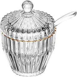 WOLFF - Açucareiro de Cristal com Fio de Ouro Imperatriz 8cm x 8cm x 11cm