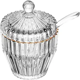 WOLFF - Açucareiro de Cristal com Fio de Ouro Imperatriz 8cm x 8cm x 11cm