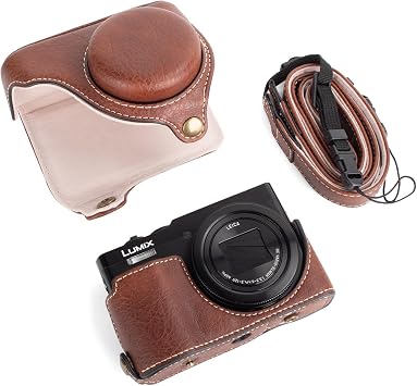 MUZIRI KINOKOO Lumix ZS99 Case, PU Leather Pretective Case for Panasonci Lumix DC-ZS99 Digital Camera, Detachable Design Carrying Bag with Adjustable Shoulder Strap - Coffee