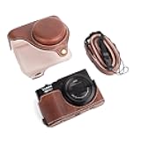 Case for Panasonic Lumix ZS99, PU Leather Pretective Case for Lumix DC-ZS99/TZ99 Digital Camera, Detachable Carrying Cover with Adjustable Shoulder Strap - Coffee