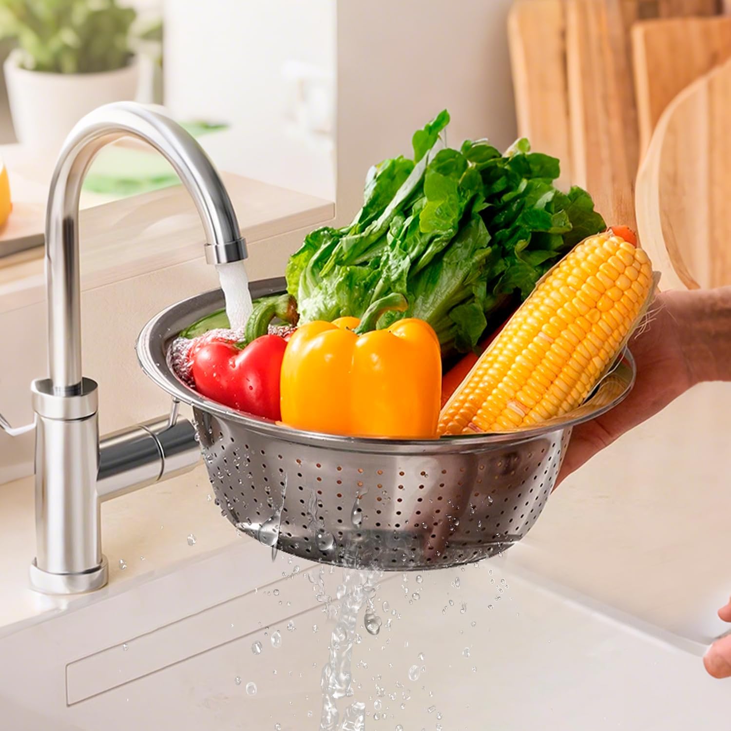 8.6in Fine Mesh Colander Kitchen Mesh Microporous Strainer