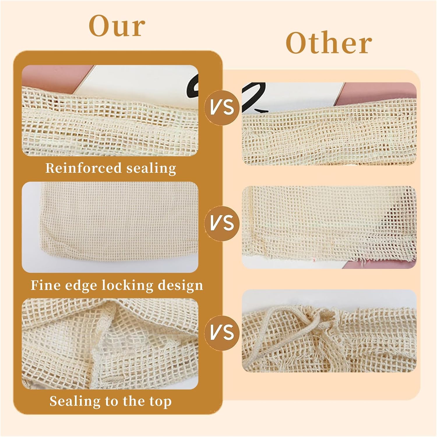 CEYAZYE 16 Pack Reusable Produce Bags, Mesh Vegetable Grocery Bag Washable, 100% Cotton Drawstring Net Storage Bags for Refrigerator, Shopping, Veggies and Fruits, Beach, Transporting, (4 Size) - Image 4