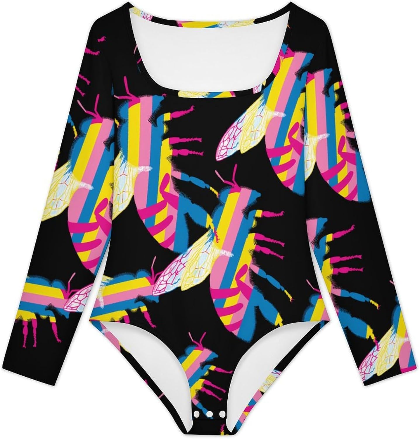 Pansexual LGBT Bee Women's Bodysuits Long Sleeve Top 5XL