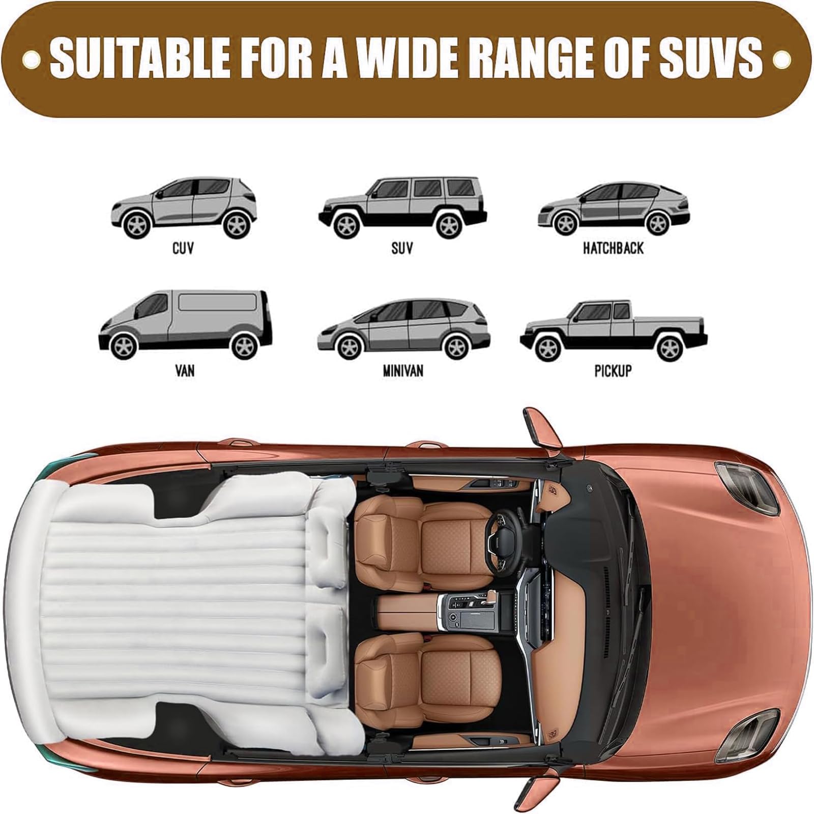 Colchón Coche, para Nissan Qashqai (J12) 2022-2024 Portátil Colchón Hinchable Coche Plegable con Bomba Aire Eléctrica para Coche fácil de almacenar Solución,A