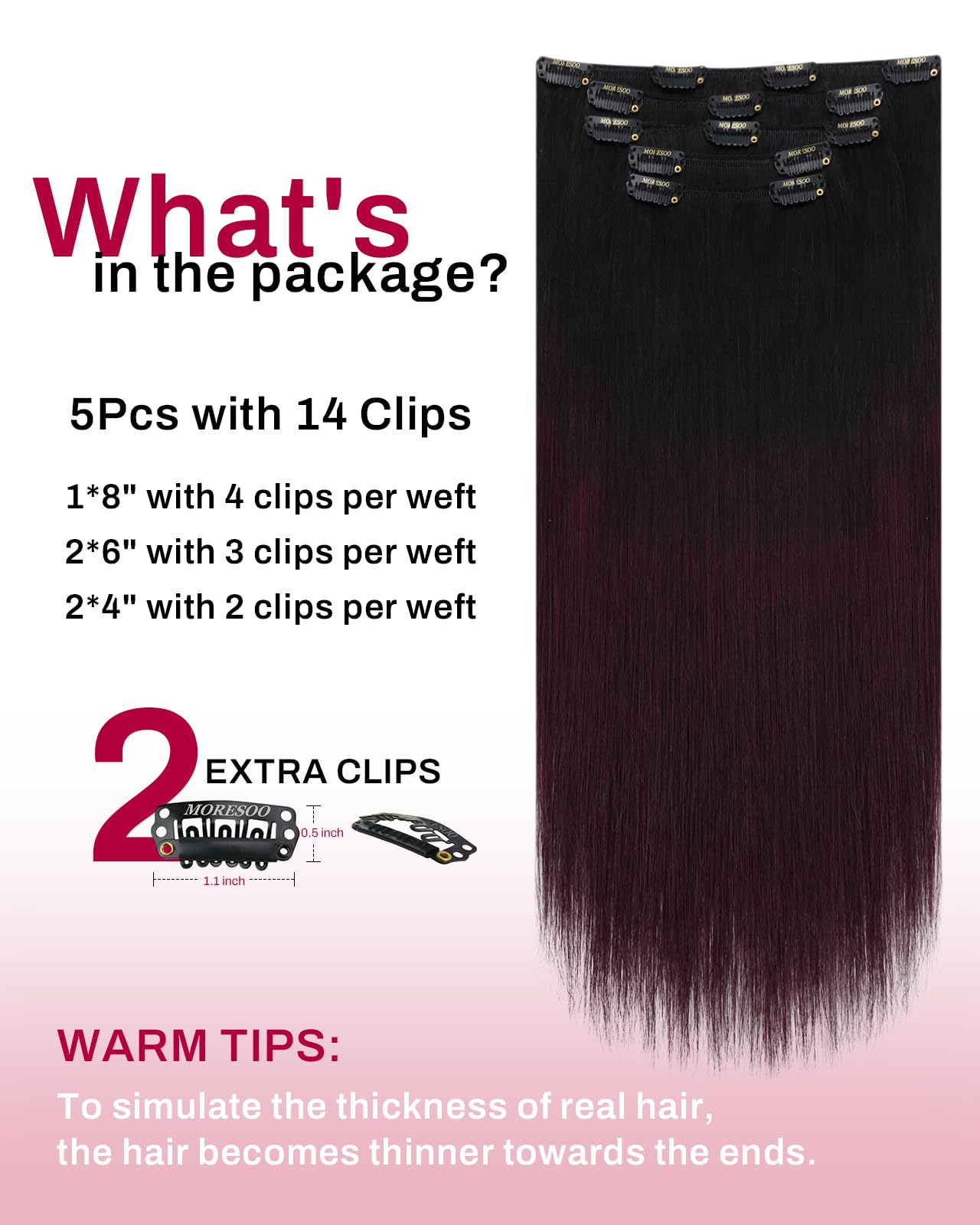 Moresoo Clip in Hair Extensions Real Human Hair Balayage Medium Brown and Blonde Real Hair Extensions Clip in Human Hair for Women Full Head 22 Inch 7pcs/120g #4/6/613 — view 155