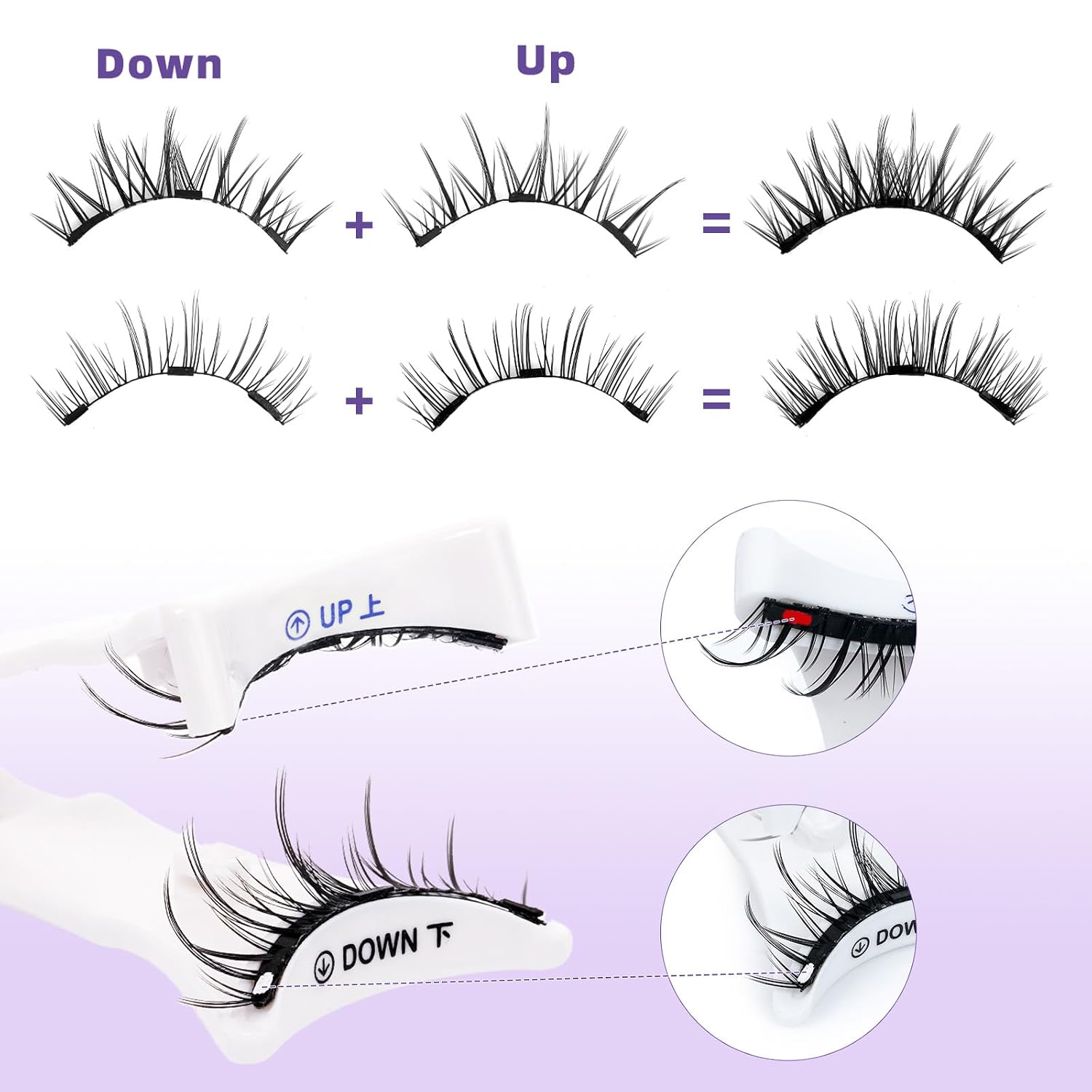 B&Qaugen Reusable Magnetic Lashes Magnetic Eyelashes Natural Look False Eyelashes with Applicator Easy to Wear and Remove Glue-Free Pestañas Magnéticas