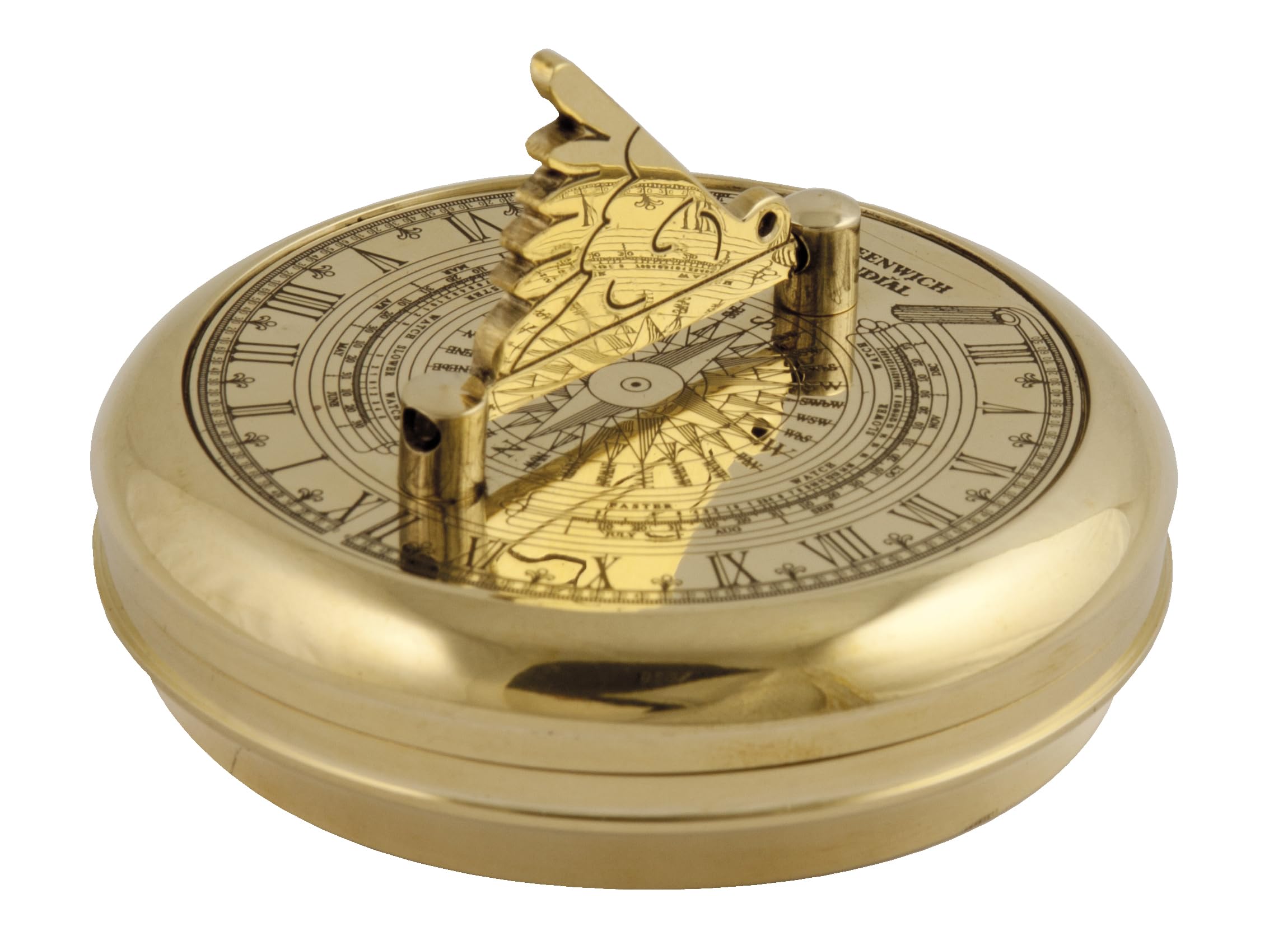 Reloj de sol de latón Nauticalia instrumento náutico antiguo de sobremesa 1