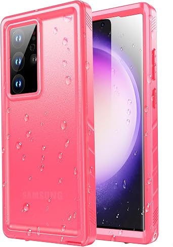 SPORTLINK for Samsung Galaxy S23 Ultra Waterproof Case IP68, Pink, 6.8"