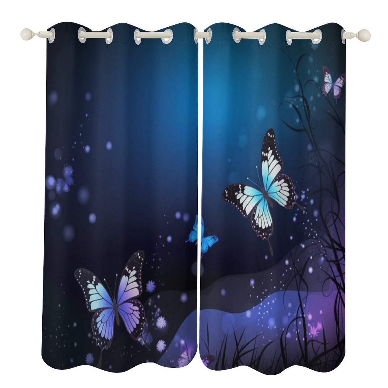 Rideaux occultants thermiques motif papillons de nuit 132x213 cm