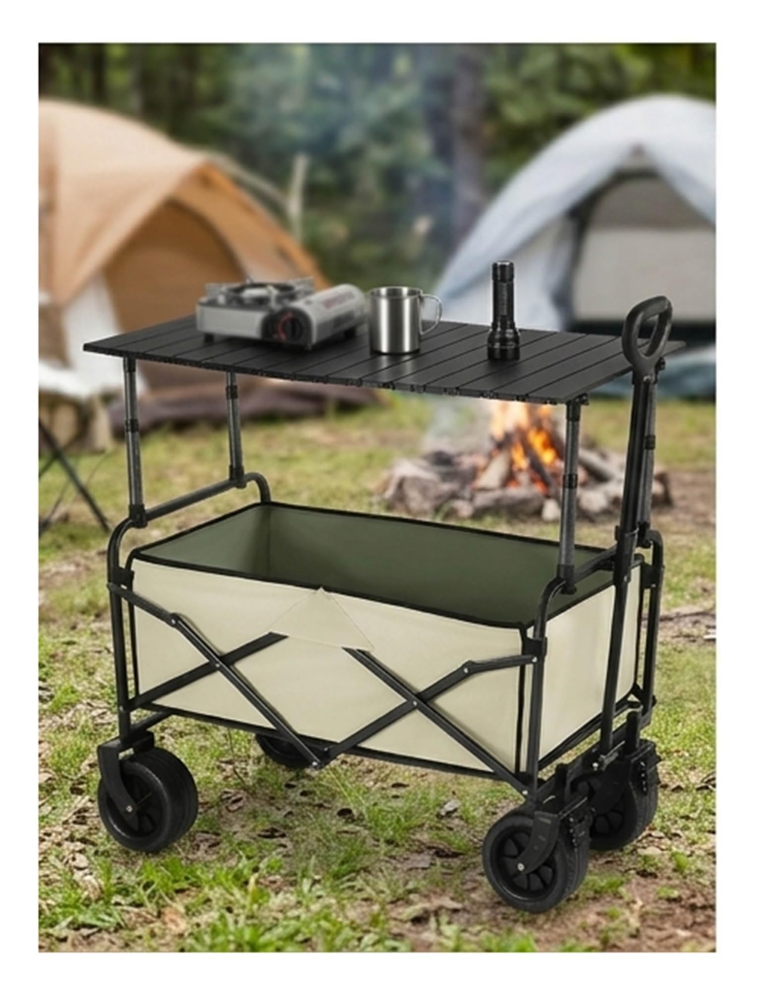 Chariot utilitaire pliable tout-terrain pour pique-nique et marchés en plein air