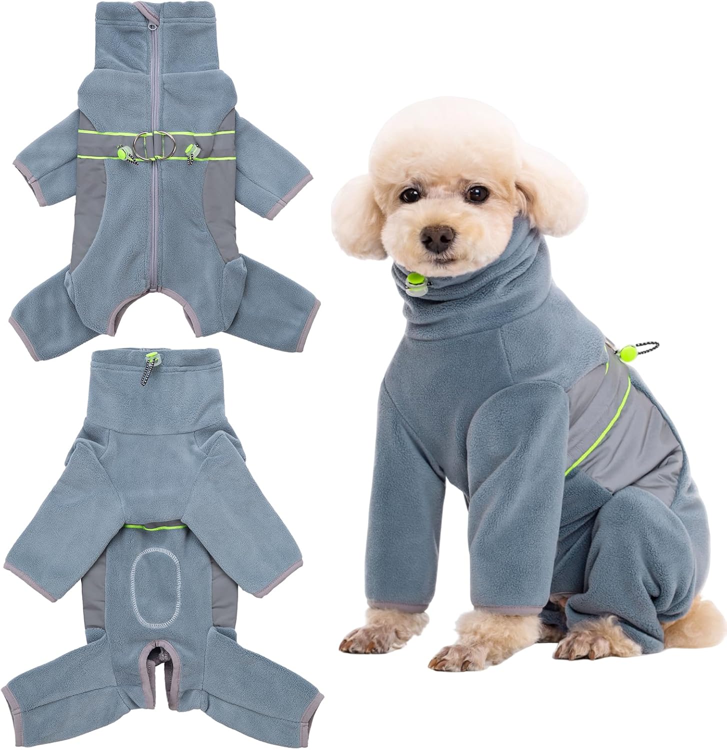 Dog Fleece Onesie Clothes, Dog Pajamas Dog Surgery Recovery Suit for Puppy, Small Dog Pjs Warm Coat for Male and Female Dogs(Gray Blue-XL) X-Large Gray Blue
