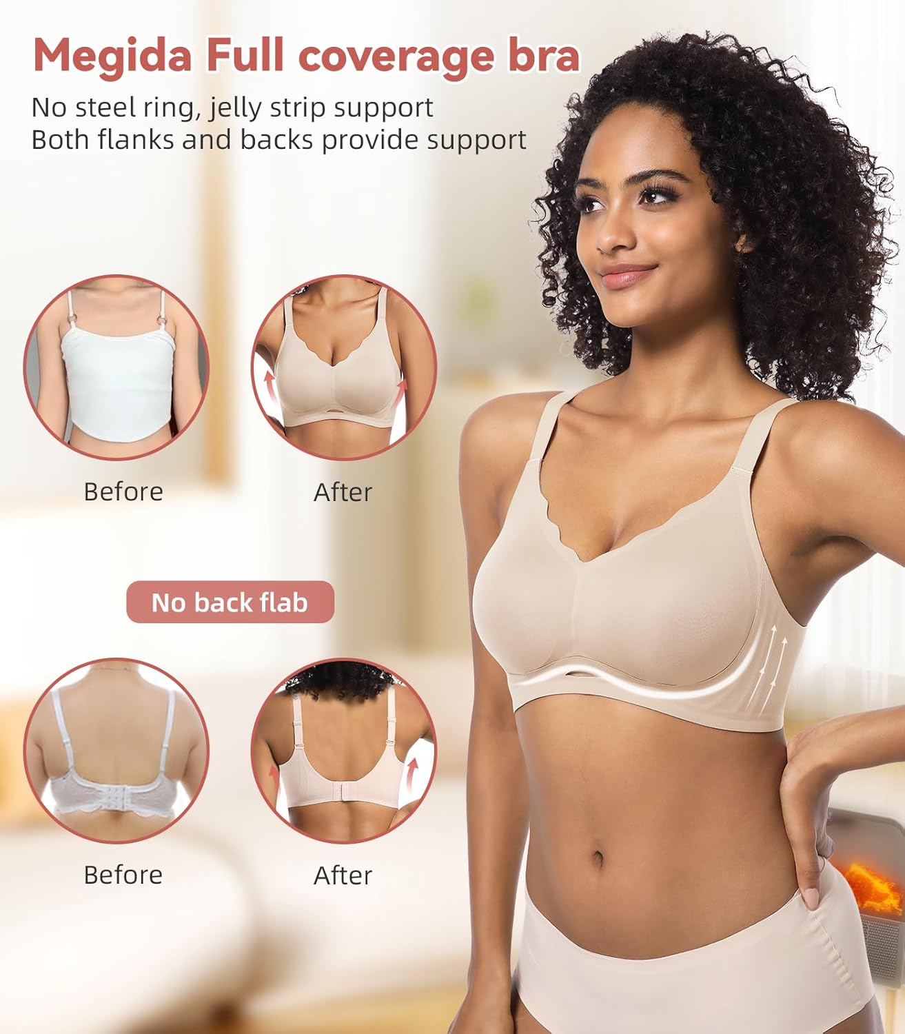 Womens Wireless Bras Everyday Bra Seamless Push Up Bralettes No Underwire Full Coverage Bralette Soft Comfortable Bras - Image 3