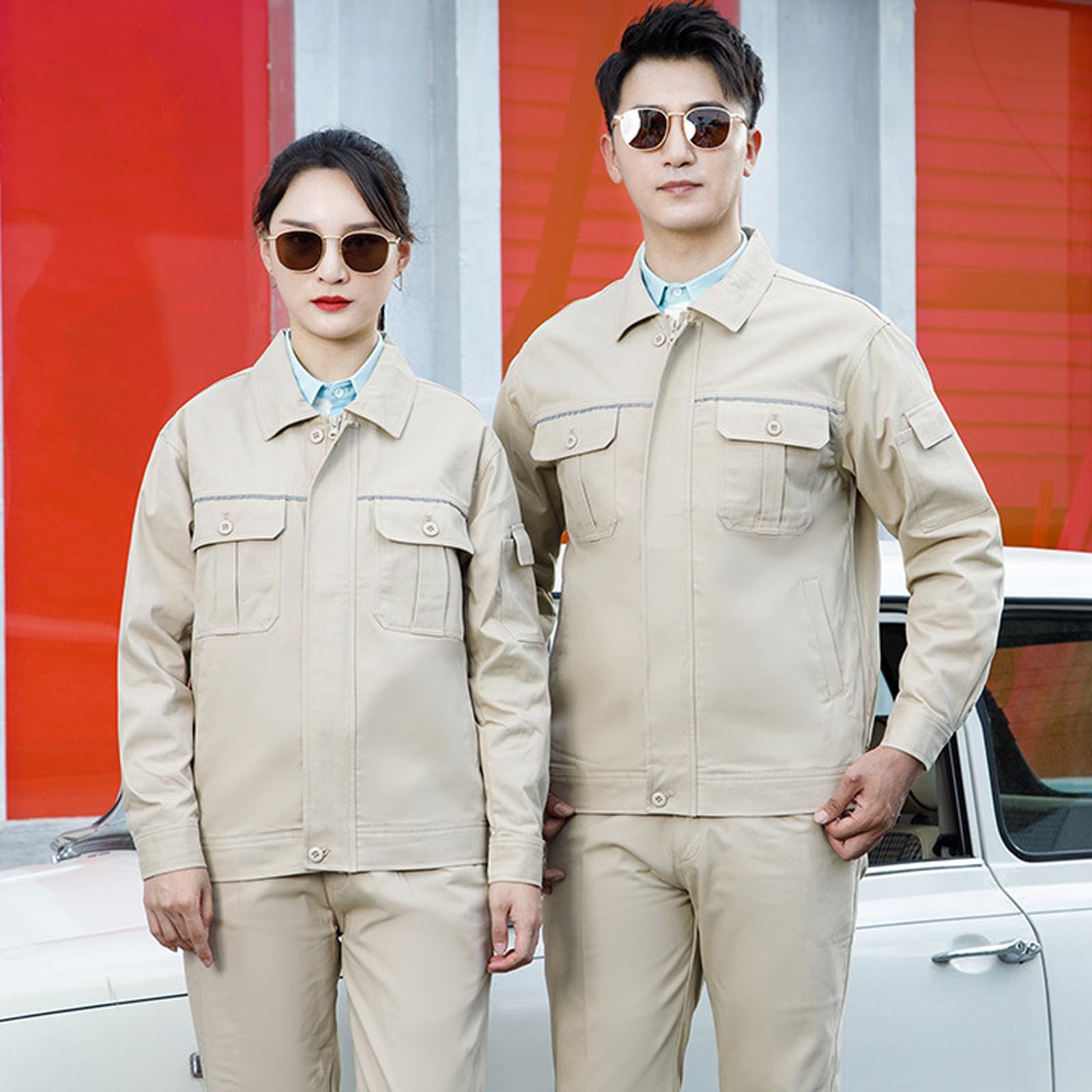 Combinaison À Manches Longues Unisexe Coton Salopette Zip Up Workwear Shirt & Pants Set Anti Static Vêtements De Travail