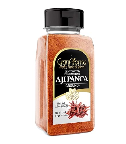 GranAroma 7.2 oz Aji Panca Chile en polvo, condimento de pimienta suave, sabor afrutado