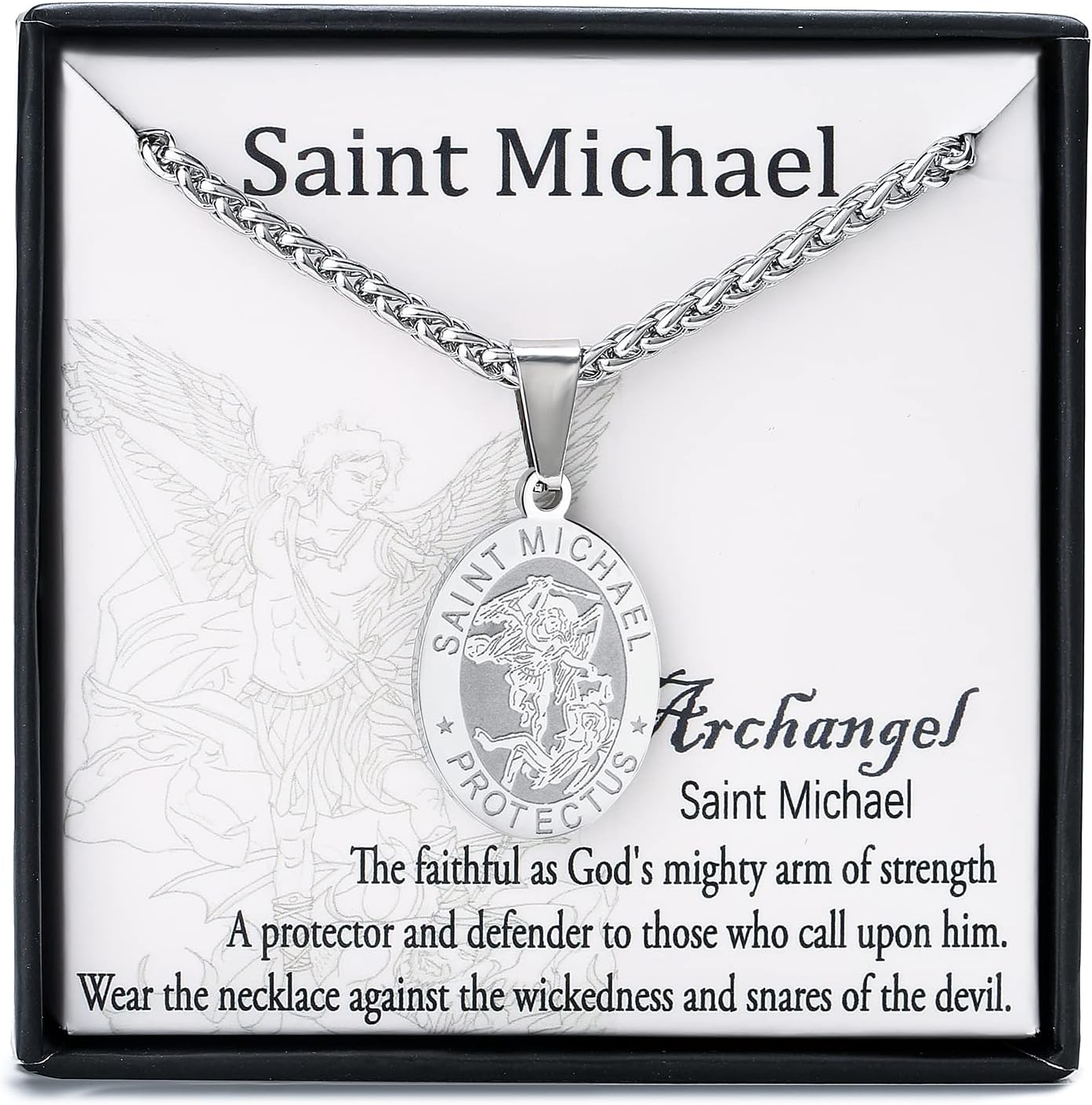 Saint Christopher/Joseph/Anthony/Jude/Michael Necklace Medal for Men BoysSt Christopher Pendant Medallion with Chain 24 Inches